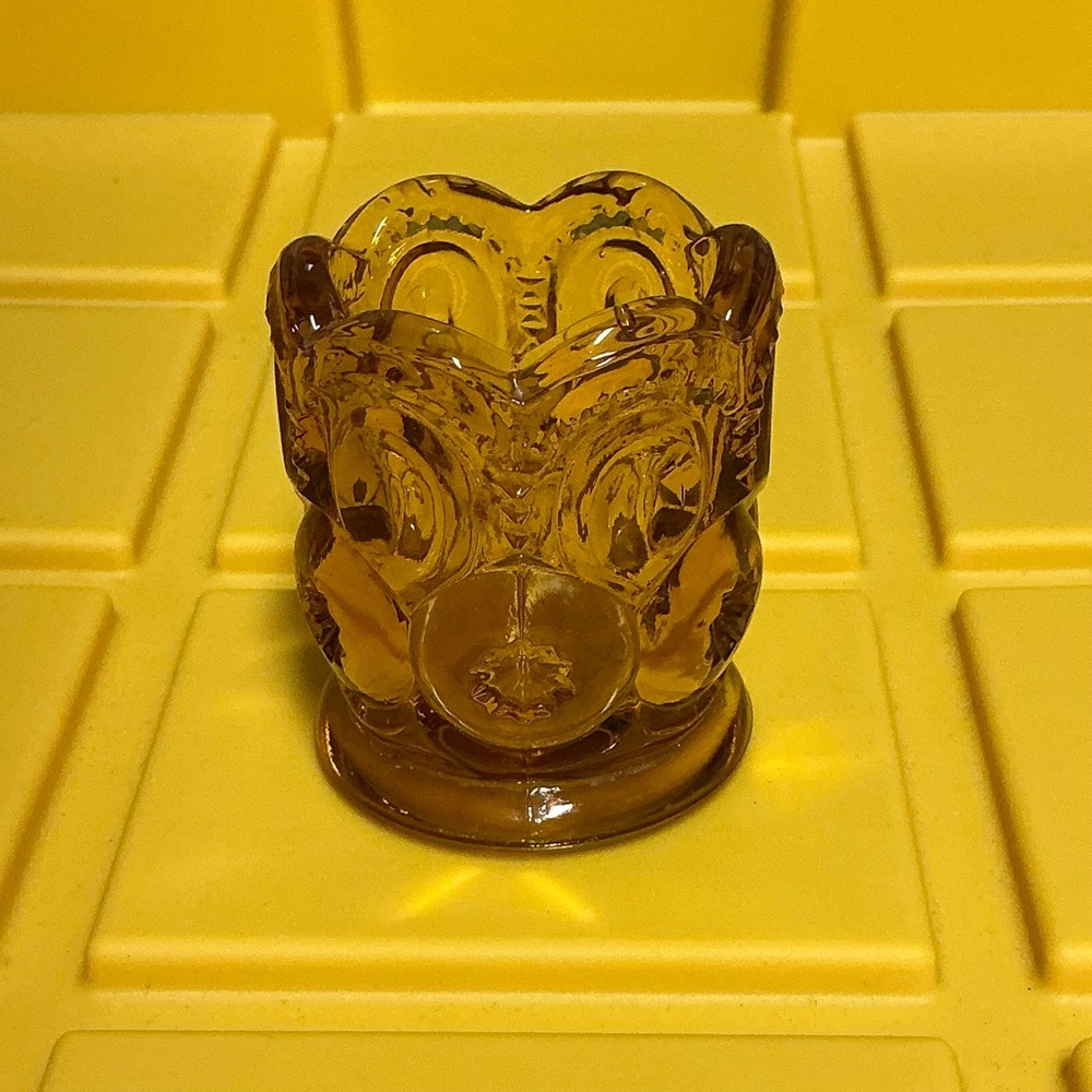 LE Smith Moon and Stars Candle Toothpick Holder Amber
